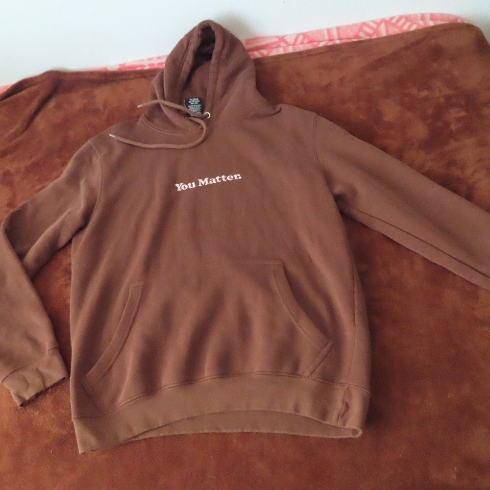 DEMETRIUS HARMON | You Matter Hoodie Brown with Pink Embroidery | Size Small